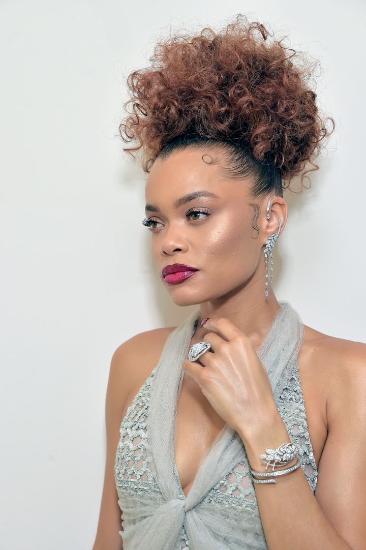&nbsp;Andra Day, wearing CHANEL &amp; CHANEL Fine Jewelry, gets ready for the Golden Globe Awards 2021 at The West Hollywood 