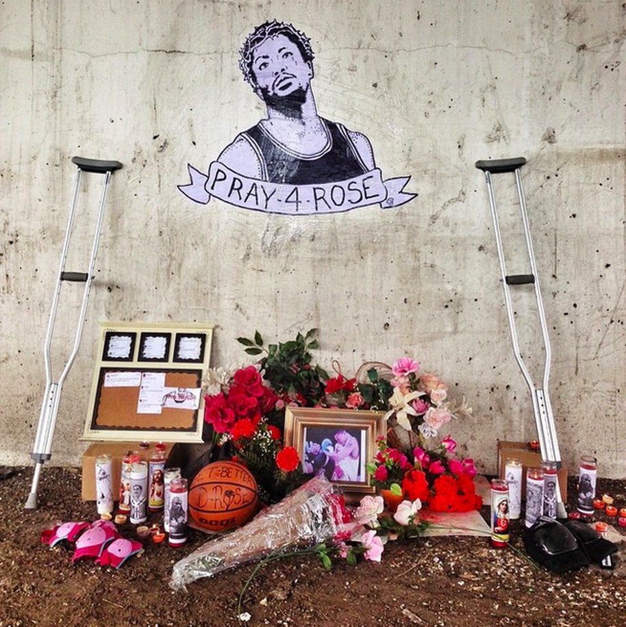 Someone Made A Super Sad Shrine To Derrick Rose In Chicago