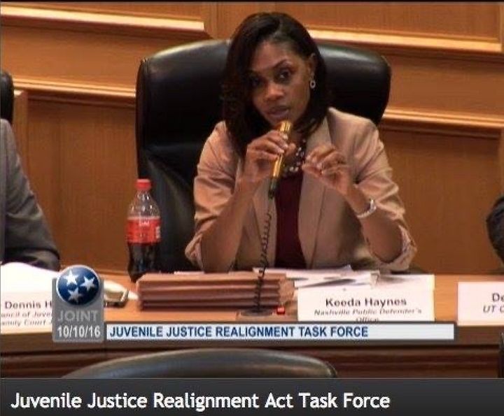 Haynes speaking on a juvenile justice task force committee in the Tennessee state legislature.