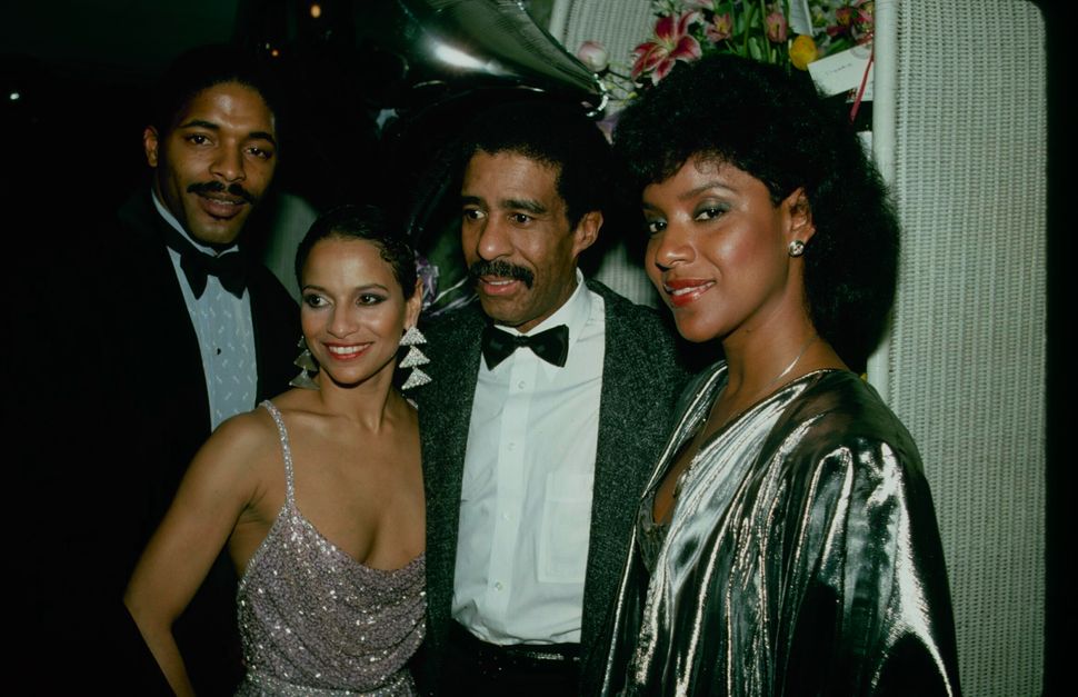 Norm Nixon, Allen, Richard Pryor and Phylicia Rashad after the opening-night performance of Broadway's "Sweet Charity" on Apr